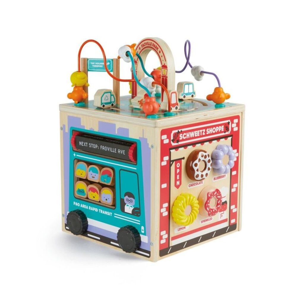 FAO Schwarz -  Busy City Wooden Activity Cube Tan